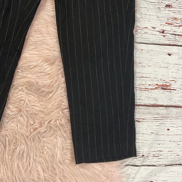 Vince Black Wool Blend Flannel Pull on Stripe Crop Trousers - Picture 9 of 10